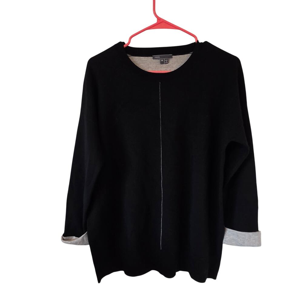 Vince Womens Wool Blend Sweater Size Medium Black Workwear Career Minimalist